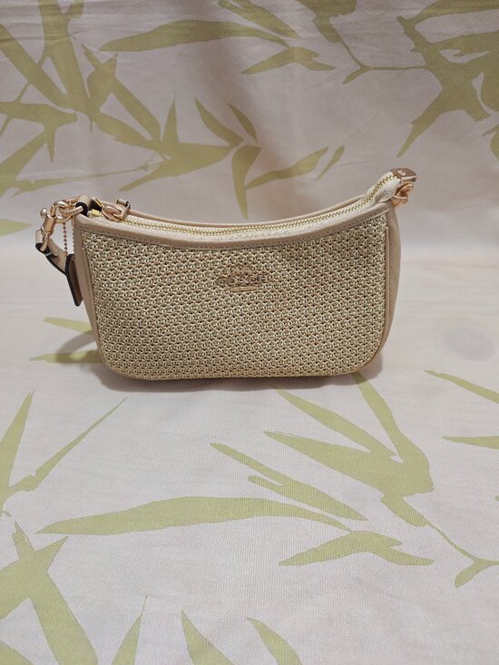Coach Handbags - Beige Coach Straw Shoulder Crossbody Bag